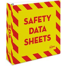 Avery 3" Heavy-Duty Industrial SDS Binder - One-Touch Rings - 3" Binder Capacity - Letter - 8 1/2" x 11" Sheet Size - 670 Sheet Capacity - Ring Fastener(s) - 4 Pocket(s) - Vinyl - Red - Heavy Duty, One Touch Ring, Preprinted, Sturdy - 1 Each