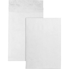 Quality Park Tyvek Open-End Expansion Envelopes - Expansion - 12" Width x 16" Length - 2" Gusset - 18 lb - Self-sealing - Tyvek - 100 / Carton - White