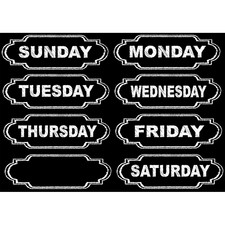 Ashley Magnetic Chalkboard Days of the Week - 8 - Die-cut, Write on/Wipe off - 1 / Each - Multicolor