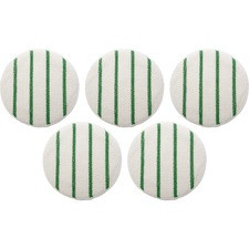 Rubbermaid Commercial Green Stripe Carpet Bonnet - 5/Carton x 19" Diameter - 175 rpm to 300 rpm Speed Supported - White, Green