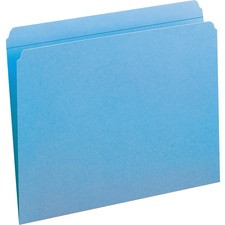 Smead Straight Tab Cut Letter Recycled Top Tab File Folder - 8 1/2" x 11" - 3/4" Expansion - Blue - 10% Recycled - 100 / Box