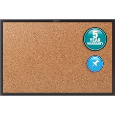 Quartet Classic Series Bulletin Board - 18" Height x 24" Width - Brown Natural Cork Surface - Self-healing, Durable, Sturdy - Black Aluminum Frame - 1 / Each