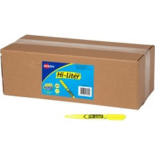 HI-LITER Pen Style Highlighters - Chisel Marker Point Style - Fluorescent Yellow - 200 / Carton