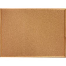 Lorell Oak Wood Frame Cork Board - 24" Height x 36" Width - Cork Surface - Long Lasting, Warp Resistant - Brown Oak Frame - 1 Each