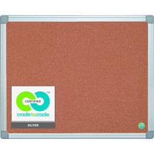 MasterVision Earth It! Aluminum Frame Cork Board - 24" Height x 36" Width - Cork Surface - Self-healing - Aluminum Frame - 1 Each