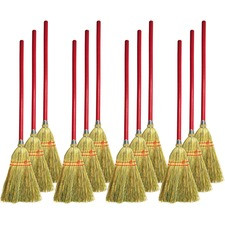 Genuine Joe Lobby Toy Broom - 34" Handle Length - Wood Handle - 12 / Carton - Natural