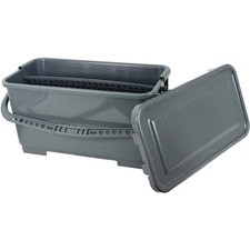 Genuine Joe Microfiber Mop Charging Bucket - 24 quart - Graduated, Sealable Lid - 10.3" x 12.6" - Microfiber - Gray - 1 Each