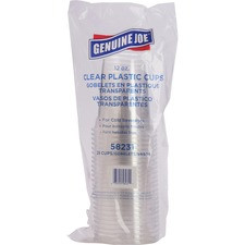 Genuine Joe Clear Plastic Cups - 12 fl oz - 25 / Pack - Clear - Plastic - Cold Drink