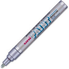 uni-ball Uni-Paint PX-20 Oil-Based Medium Point Marker - Medium Marker Point - Metallic Silver Oil Based Ink - Silver Barrel - 1 Each