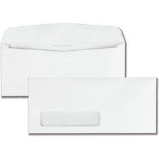 Quality Park #10 Park Ridge Window Envelopes - Single Window - #10 - 4 1/8" Width x 9 1/2" Length - 24 lb - Gummed - Poly - 500 / Box - White