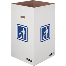 Bankers Box Waste & Recycling Bins - Internal Dimensions: 18" Width x 18" Depth x 30" Height - External Dimensions: 18.4" Width x 18.4" Depth x 30.4" Height - 42 gal - Corrugated Paper - White, Blue - Recycled - 10 / Carton