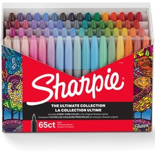 Sharpie Ultimates Permanent Marker - Fine Marker Point - Multicolor - 65 / Box