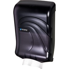 San Jamar Ultrafold Multifold Towel Dispenser - C Fold, Multifold, Touchless Dispenser - 450 x C Fold, 750 x Multifold - 18.7" Height x 11.7" Width x 6.3" Depth - Plastic - Black - Transparent, Touch-free, Durable, Impact Resistant - 1 Each