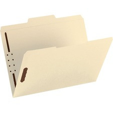 Smead 2/5 Tab Cut Letter Recycled Fastener Folder - 8 1/2" x 11" - 3/4" Expansion - 2 x 2K Fastener(s) - 2" Fastener Capacity for Folder - Top Tab Location - Right of Center Tab Position - Manila - Manila - 10% Recycled - 50 / Box