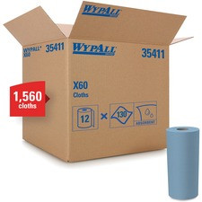 Wypall X60 Cloths - Cloth - 9.80" Width x 13.20" Length - 130 / Roll - 12 / Carton - Blue