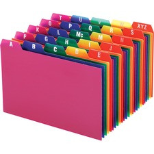 Oxford A-Z Poly Filing Index Cards - Printed Tab(s) - Character - A-Z - 6" Divider Width - Blue Poly, Green, Magenta, Strawberry, Lemon Divider - Blue, Green, Magenta, Strawberry, Lemon Tab(s) - 25 / Set