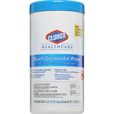 Clorox Healthcare Bleach Germicidal Wipes - Ready-To-Use Wipe6.75" Width x 9" Length - 70 / Canister - 1 Each - White