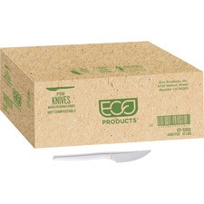 Eco-Products 7" PSM Knives - 50 / Pack - 1000 Piece(s) - 20/Carton - Knife - 1000 x Knife - Plant Starch - Natural White