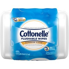 Cottonelle Flushable Wet Wipes - White - Flushable, Quick Drying, Alcohol-free - For Home, Office, School - 42 Per Container - 42 / Each