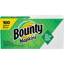 Bounty Quilted Napkins - 1 Ply - 12.10" x 12" - White - Paper - Soft - 100 / Pack