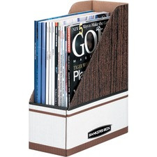 Bankers Box Magazine Files - Oversized Letter - Wood Grain, White - Cardboard - 12 / Carton