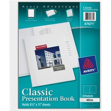 Avery White Presentation Book - Letter - 8 1/2" x 11" Sheet Size - 24 Sheet Capacity - Internal Pocket(s) - Polypropylene - Non-stick, Spill-free, Durable - 1 Each