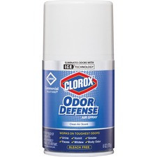 CloroxPro Odor Defense Wall Mount Refill - Aerosol - 6 fl oz (0.2 quart) - Clean Air - 30 Day - 12 / Carton - Odor Neutralizer, Long Lasting, Bleach-free