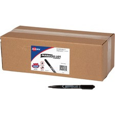 Avery Marks-A-Lot Value Pack Pen-Style Permanent Markers - Bullet Marker Point Style - Black - 200 / Carton