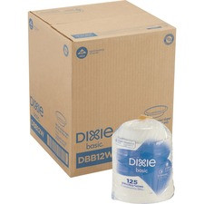 Dixie Basic Lightweight Disposable Paper Bowls by GP Pro - 125 / Pack - Microwave Safe - 8 / Carton
