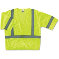 GloWear Class 3 Lime Economy Vest - Reflective, Machine Washable, Lightweight, Pocket, Hook & Loop Closure - Large/Extra Large Size - Lime - 1 / Each