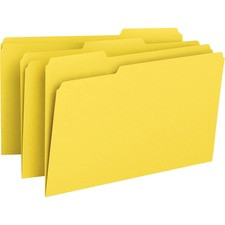 Smead Colored 1/3 Tab Cut Legal Recycled Top Tab File Folder - 8 1/2" x 14" - 3/4" Expansion - Top Tab Location - Assorted Position Tab Position - Stock - Yellow - 10% Recycled - 100 / Box