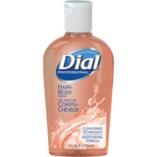Dial Hair Plus Body Wash - Peach Scent - 7.5 fl oz (221.8 mL) - Flip Top Bottle Dispenser - Bacteria Remover - Hair, Body - Orange - 1 Each