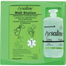 Eyesaline Eyewash Station - 1 quart - 4.5" x 14" x 13" - Green, Clear