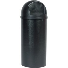 Rubbermaid Commercial Marshal 25 gallon Container - Push Door Opening - Hinged Lid - 25 gal Capacity - Round - Yes - Durable, Scratch Resistant, Dent Resistant - 42" Height x 18" Diameter - Polyethylene, Plastic - Black - 1 Each