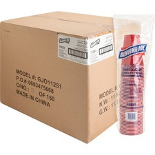 Genuine Joe 16 oz Plastic Party Cups - 50 - 16 fl oz - 20 / Carton - Red - Plastic - Party, Cold Drink, Beverage