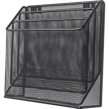 Lorell Mesh Desktop Organizer - 3 Tier(s) - 11.4" Height x 3.5" Width12.7" Length - Desktop - Durable - Black - Metal - 1 Each