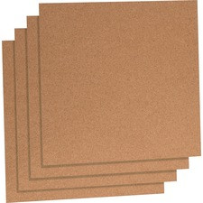Lorell Natural Cork Panels - 12" Height x 12" Width - Brown Cork Surface - 4 / Pack