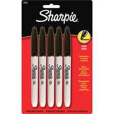 Sharpie Fine Point Permanent Marker - Fine Marker Point - Black Alcohol Based Ink - 5 / Pack