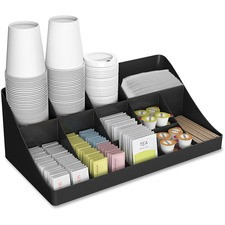 Mind Reader EMS Mind Coffee Condiment Organizer - 64 x Coffee/Tea Pod - 11 Compartment(s) - 9.8" Height x 18.9" Width6.6" Length - Easy to Clean - Black - Plastic - 1 Each