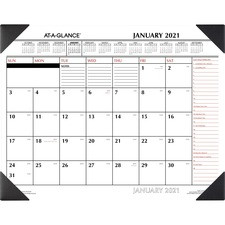 At-A-Glance Monthly Desk Pad - Julian Dates - Monthly - 1 Year - January 2023 till December 2023 - 1 Month Single Page Layout - 22" x 17" Sheet Size - 2.38" x 2.63" Block - Desk Pad - Black - Poly - Refillable - 1 Each