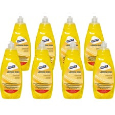 Genuine Joe Lemon Dish Detergent - Concentrate Liquid - 38 fl oz (1.2 quart) - Lemon Scent - 8 / Carton - Yellow