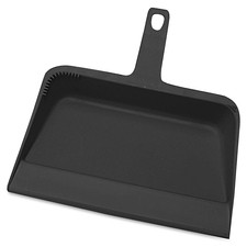 Genuine Joe Heavy-duty Plastic Dust Pan - 12" Wide - Plastic - Black - 1 Each