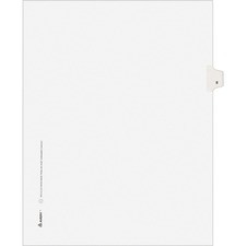 Avery Individual Legal Exhibit Dividers - Avery Style - Unpunched - 25 x Divider(s) - 25 Printed Tab(s) - Digit - 8 - 1 Tab(s)/Set - 8.5" Divider Width x 11" Divider Length - Letter - White Paper Divider - White Tab(s) - 25 / Pack