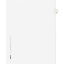 Avery Individual Legal Exhibit Dividers - Avery Style - Unpunched - 25 x Divider(s) - 25 Printed Tab(s) - Digit - 4 - 1 Tab(s)/Set - 8.5" Divider Width x 11" Divider Length - Letter - White Paper Divider - White Tab(s) - 25 / Pack