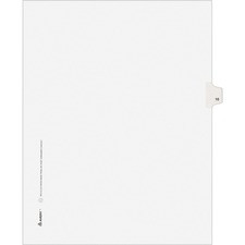Avery Individual Legal Exhibit Dividers - Avery Style - Unpunched - 25 x Divider(s) - 25 Printed Tab(s) - Digit - 10 - 1 Tab(s)/Set - 8.5" Divider Width x 11" Divider Length - Letter - White Paper Divider - White Tab(s) - 25 / Pack