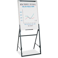 Quartet Futura Easel Whiteboard/Flip Chart - 26" (2.2 ft) Width x 35" (2.9 ft) Height - White Melamine Surface - Black Frame - Rectangle - 1 Each