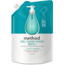 Method Gel Hand Soap Refill - Waterfall Scent - 33.8 fl oz (1000 mL) - Hand - Aqua - Triclosan-free, Paraben-free, Phosphate-free - 1 Each