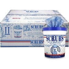 SCRUBS In-A-Bucket Hand Cleaner Towels - 12" x 10" - Blue - Absorbent, Pre-moistened - 72 Per Canister - 6 / Carton