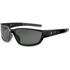 Ergodyne Kvasir Smoke Lens Safety Glasses - Durable, Flexible, Non-slip, Scratch Resistant, Perspiration Resistant, Lightweight, Comfortable - Ultraviolet Protection - Black - 1 Each