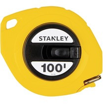 Stanley Measuring Tapes - 100 ft Length 0.4" Width - 1/8 Graduations - Imperial Measuring System - Plastic, Polymer - 1 Each - Yellow